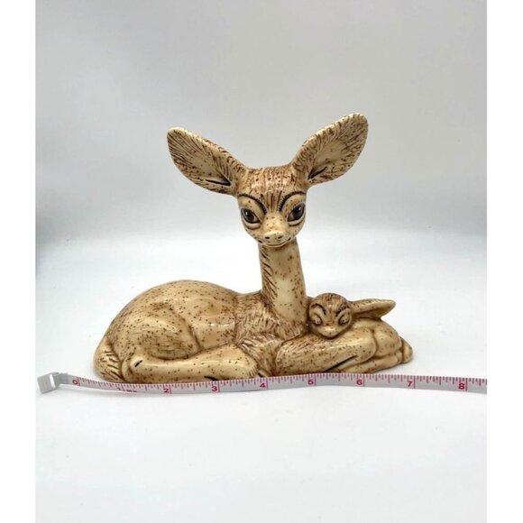 Large Deer Doe and Fawn Figurine Big Eyes Big Ears - Picture 5 of 7